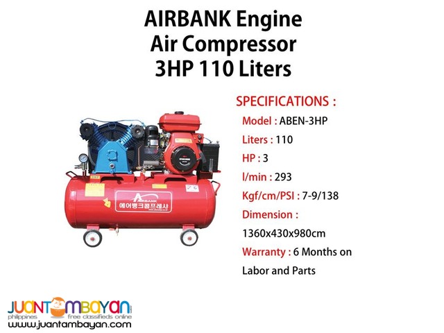  Engine Air Compressor 3HP 110Liters