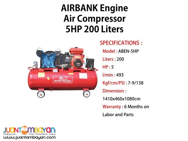 Engine Air Compressor 5HP 200Liters