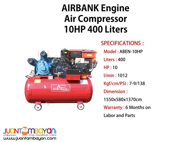Engine Air Compressor 10HP 400Liters
