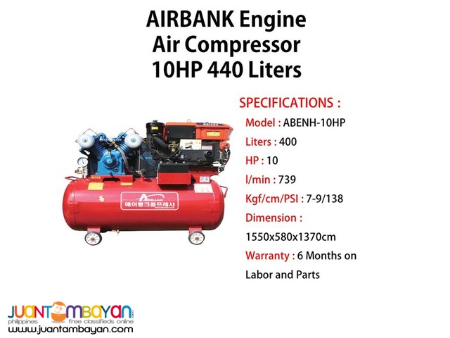 Engine Air Compressor 10HP 440Liters