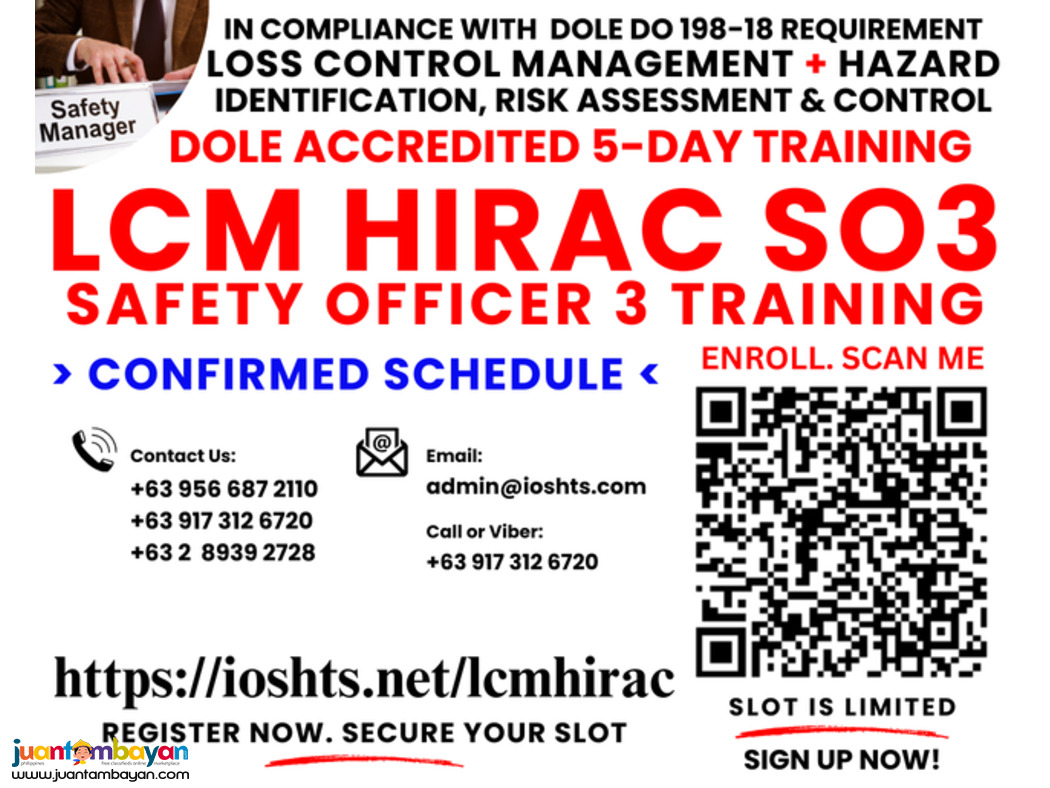 SO3 Training DOLE LCM HIRAC Safety Officer 3 DOLE Training Online