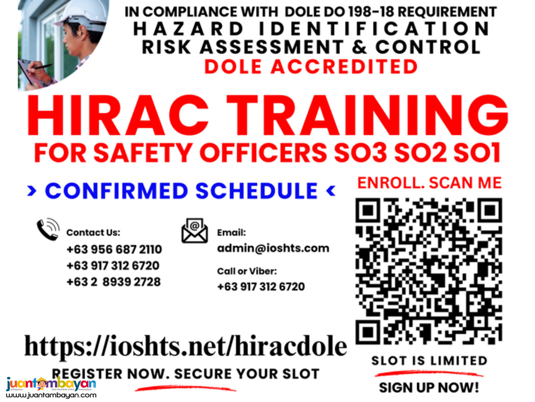 HIRAC Training for Safety Officers SO3 SO2 SO1 DOLE Compliance