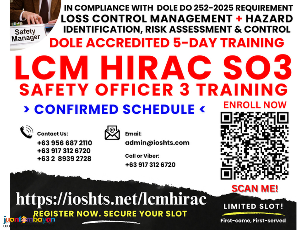 Online DOLE Training SO3 Safety Officer 3 LCM HIRAC Online Training