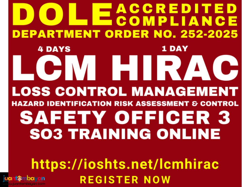 DOLE SO3 Safety Officer 3 Training LCM HIRAC Training Online