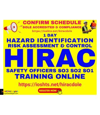 HIRAC Training for Safety Officers SO3 SO2 SO1 DOLE Compliance