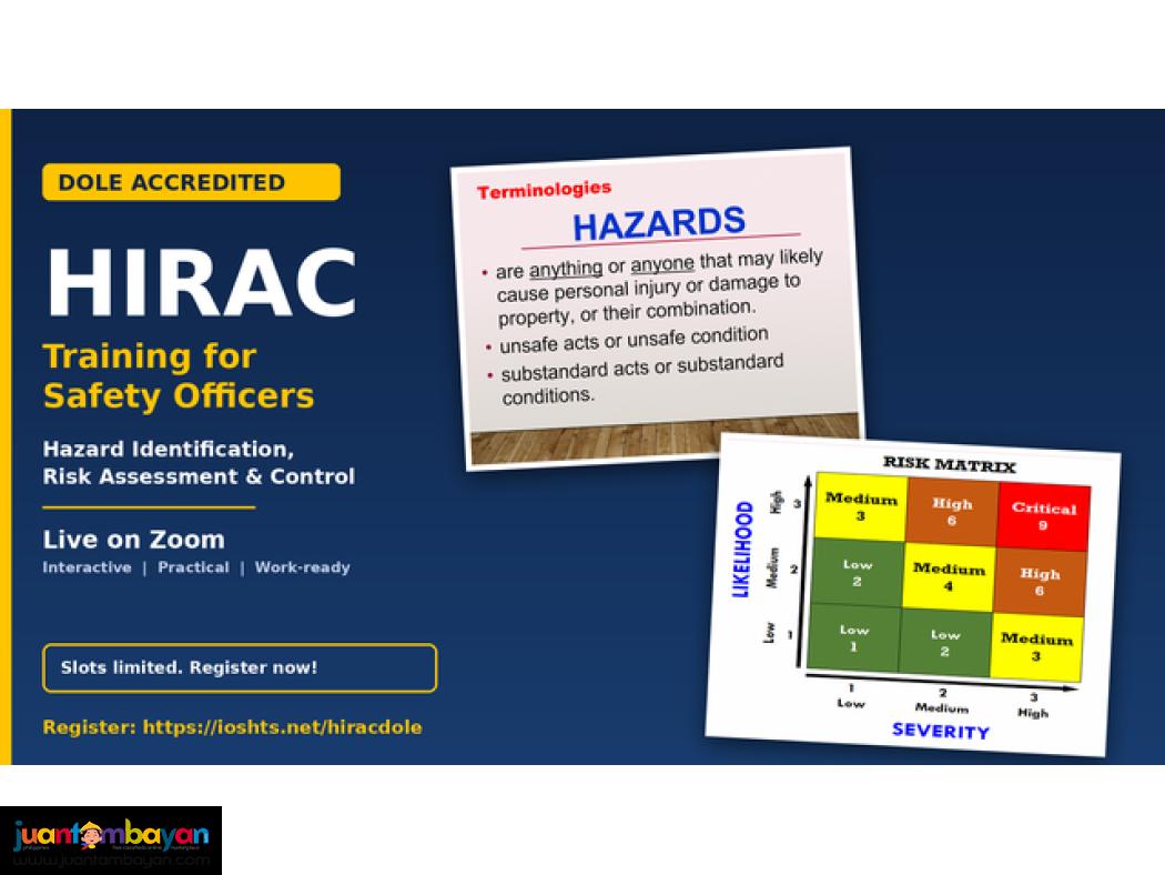 HIRAC Training for Safety Officers SO3 SO2 SO1 DOLE Compliance
