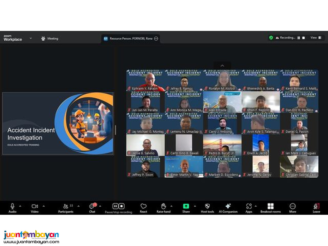Online Accident Incident Investigation Training DOLE Accredited