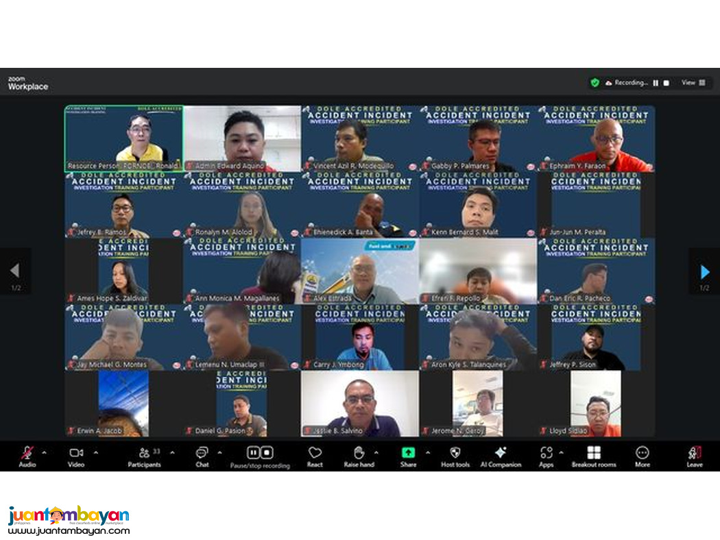 Online Accident Incident Investigation Training DOLE Accredited