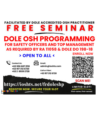 Free Seminar DOLE OSH Programming for Safety Officer SO3 SO2 SO1