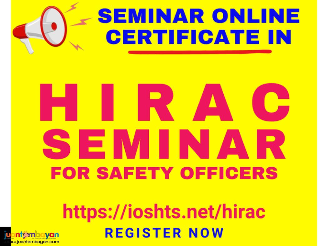 Online Refresher HIRAC Training for Safety Officers SO3 SO2