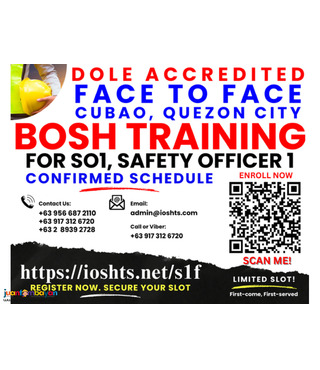 Face To Face BOSH Training Safety Officer 1 SO1 Training DOLE Training