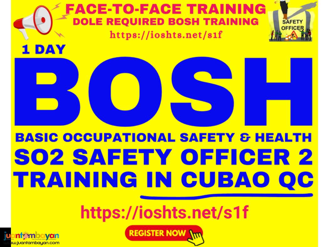 BOSH Training Safety Officer 1 SO1 Training DOLE Training Face To Face