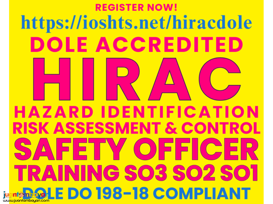HIRAC Training DOLE Specialized OSH Training DOLE Safety Officer 3 SO2