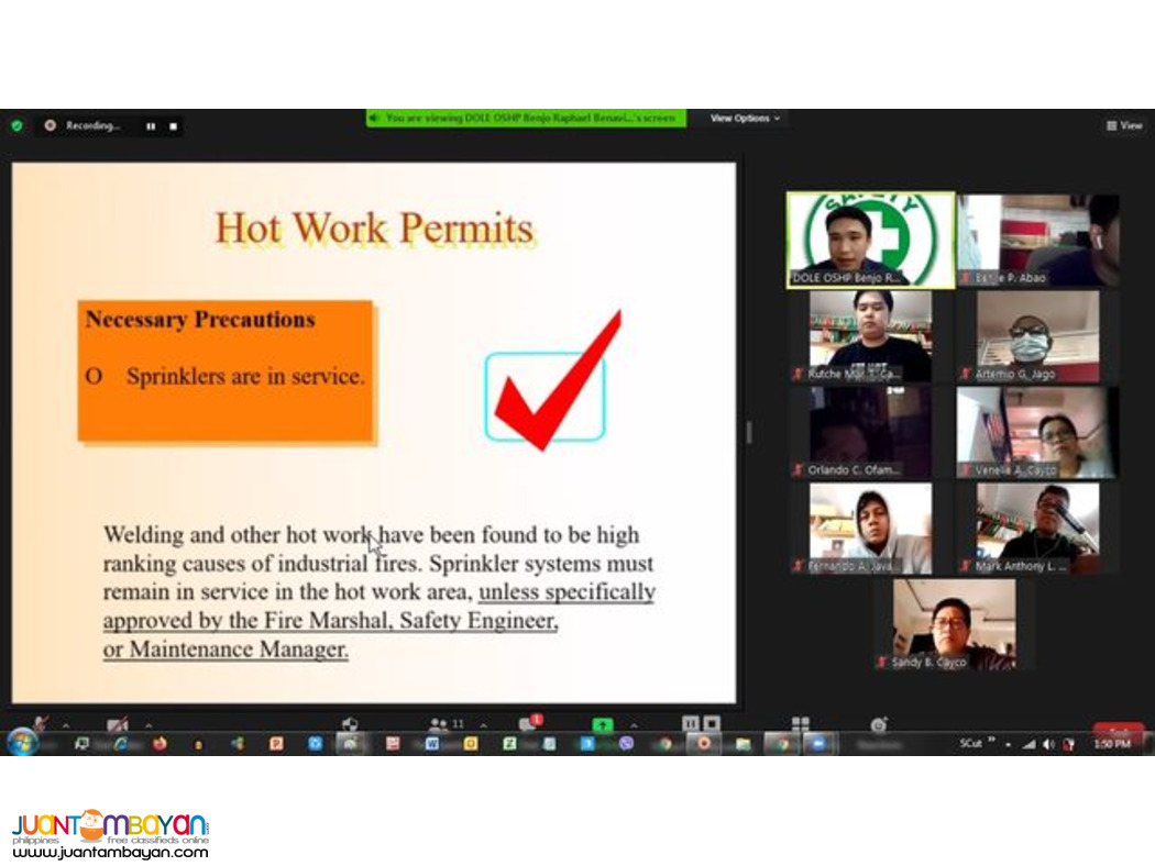 Online Fire Watcher Training DOLE Accredited Training Hot Works Safety