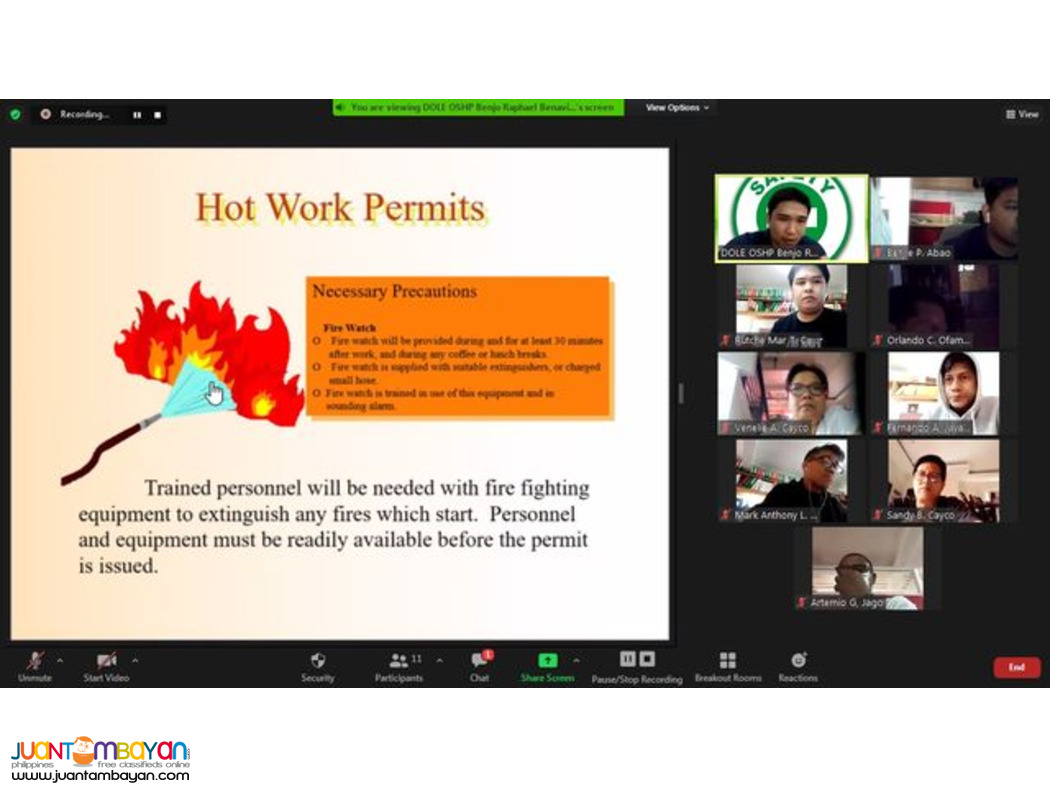 Online Fire Watcher Training DOLE Accredited Training Hot Works Safety