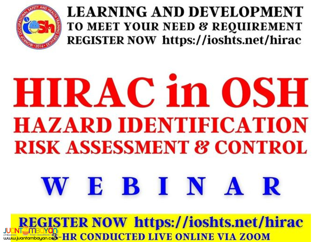 HIRAC in OSH Webinar with Certificate Online Seminar via Zoom
