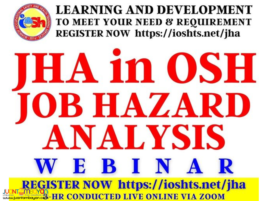 JHA in OSH Webinar with Certificate Online Seminar via Zoom