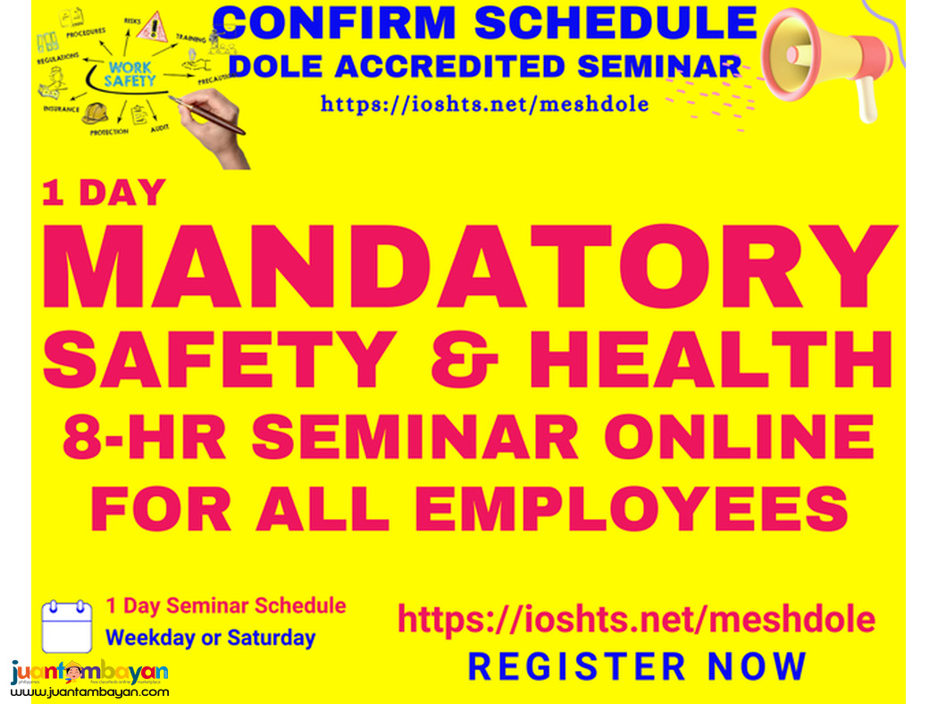 Online Mandatory Safety and Health Seminar for Workers DOLE Accredited