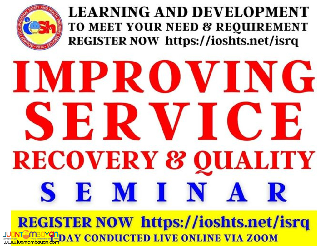 Improving Service Recovery and Quality Seminar with Certificate Improving Service Recovery and Quality Seminar with Certificate