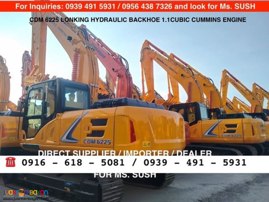 1.1cubic Backhoe excavator Cummins Engine Lonking CDM6225 