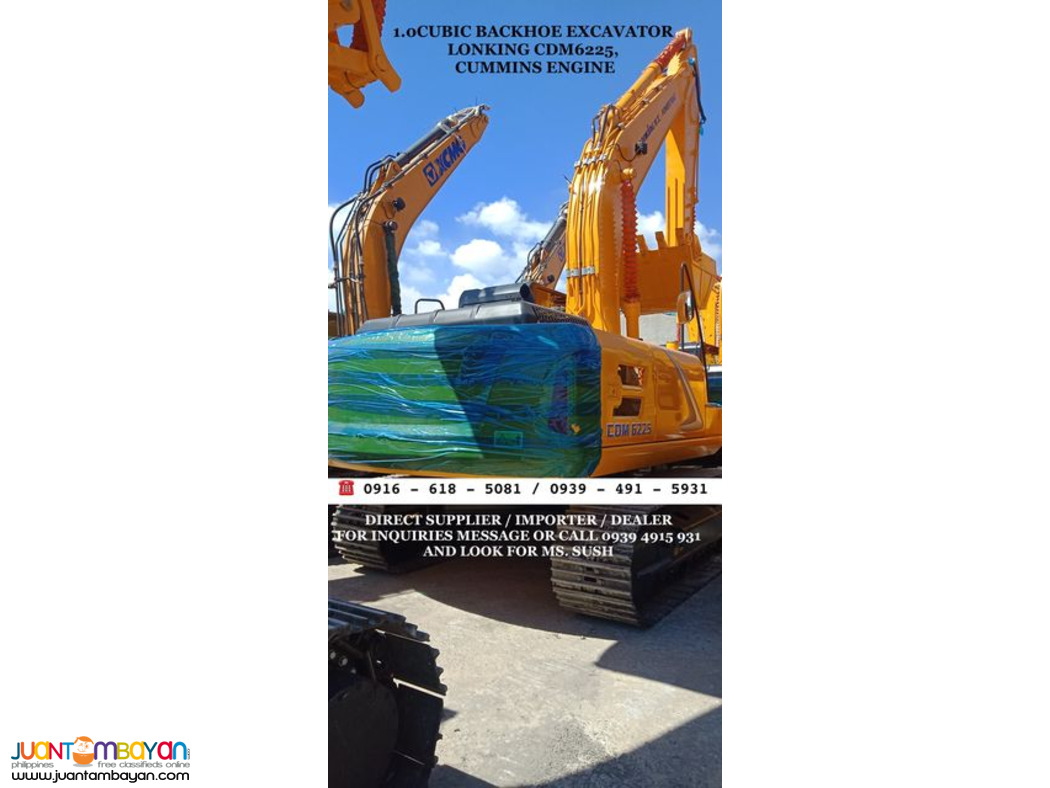 1.1cubic Backhoe excavator Cummins Engine Lonking CDM6225 