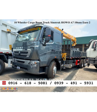 10-WHEELER 10TONS CARGO BOOM TRUCK HOWO A7 EURO 2