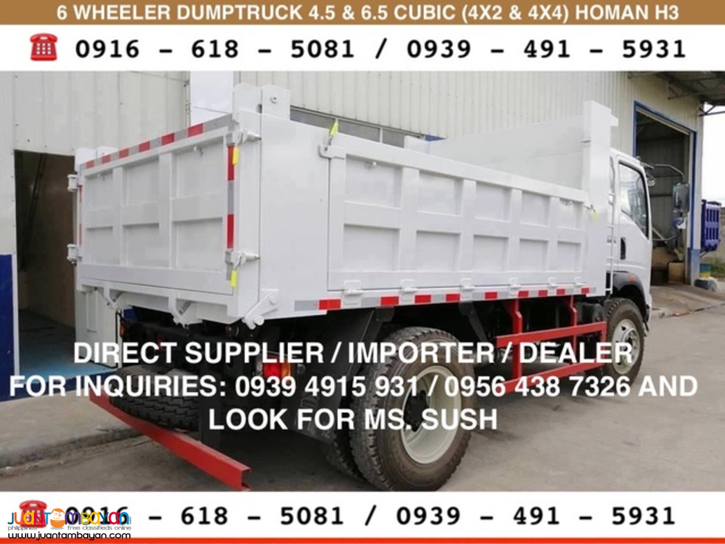 4.5cubic 6-wheeler Mini Dumptruck SInotruk Homan h3 4x2 & 4x4 