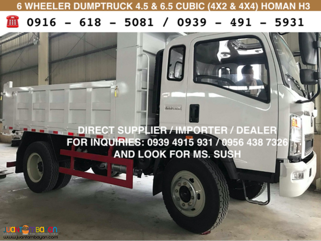 4.5cubic 6-wheeler Mini Dumptruck SInotruk Homan h3 4x2 & 4x4 