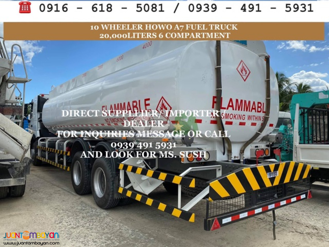 10-wheeler 20,000 liters fuel truck sinotruk howo a7 euro 2 & 4