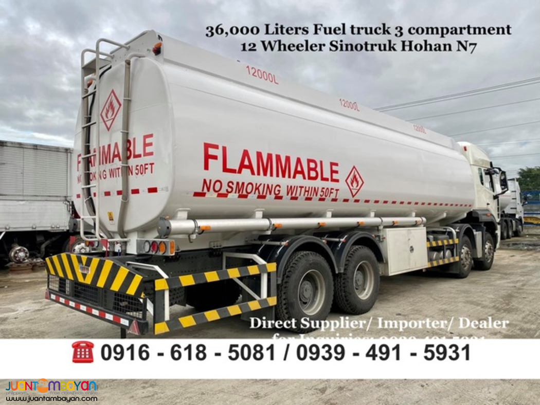 36,000 Liters 12-wheeler fuel truck 3 compartment Sinotruk Howo N7