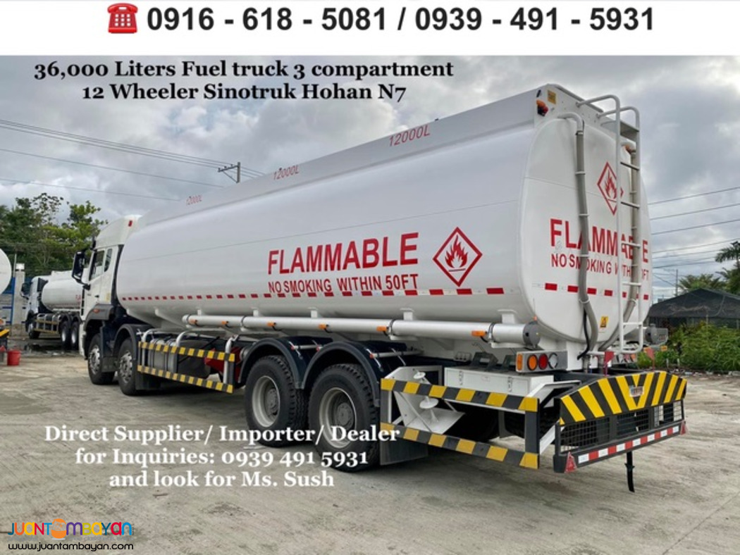 36,000 Liters 12-wheeler fuel truck 3 compartment Sinotruk Howo N7