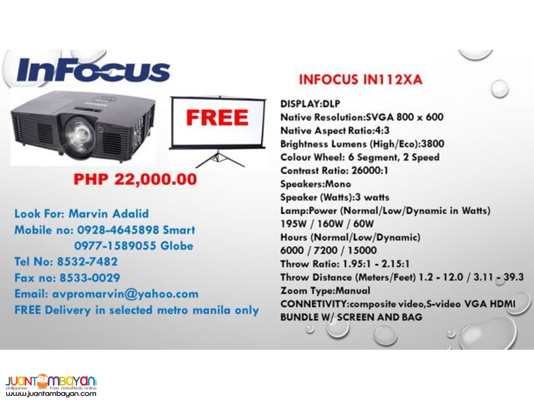 Infocus DLP Projector with Free Tripod Screen