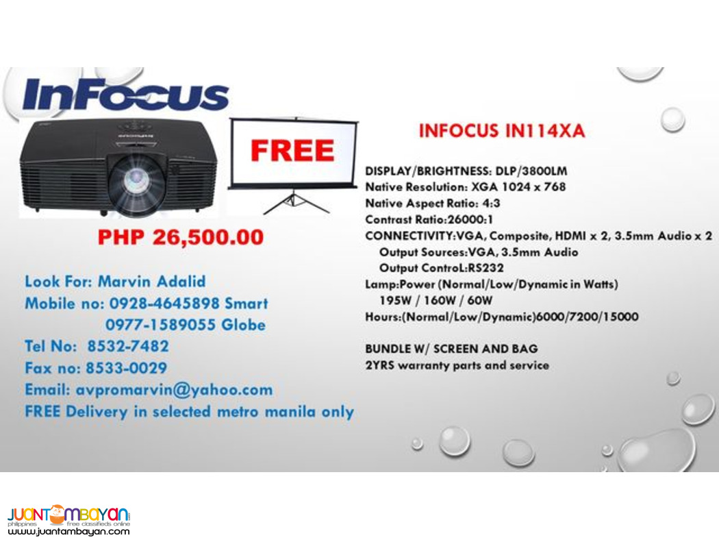 Infocus DLP Projector with Free Tripod Screen