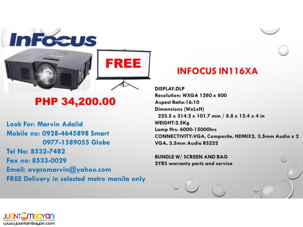 Infocus DLP Projector with Free Tripod Screen