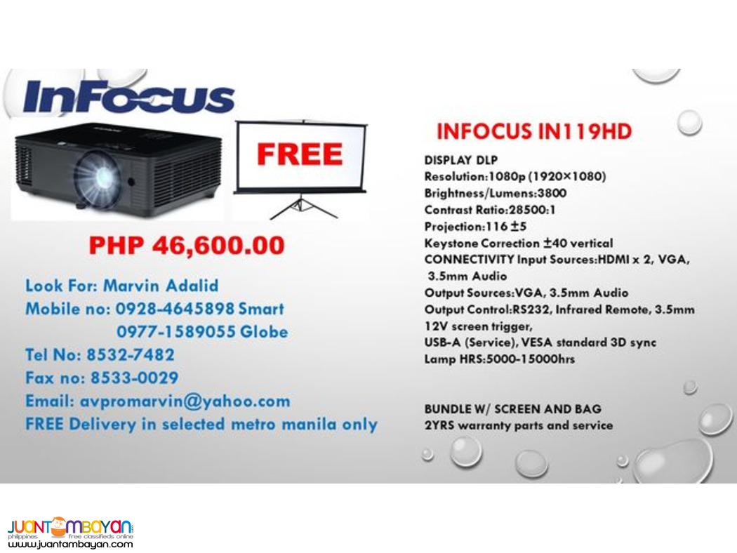 Infocus DLP Projector with Free Tripod Screen