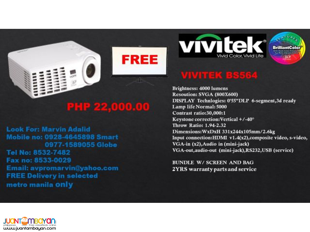 Vivitek DLP Projector with Free Screen