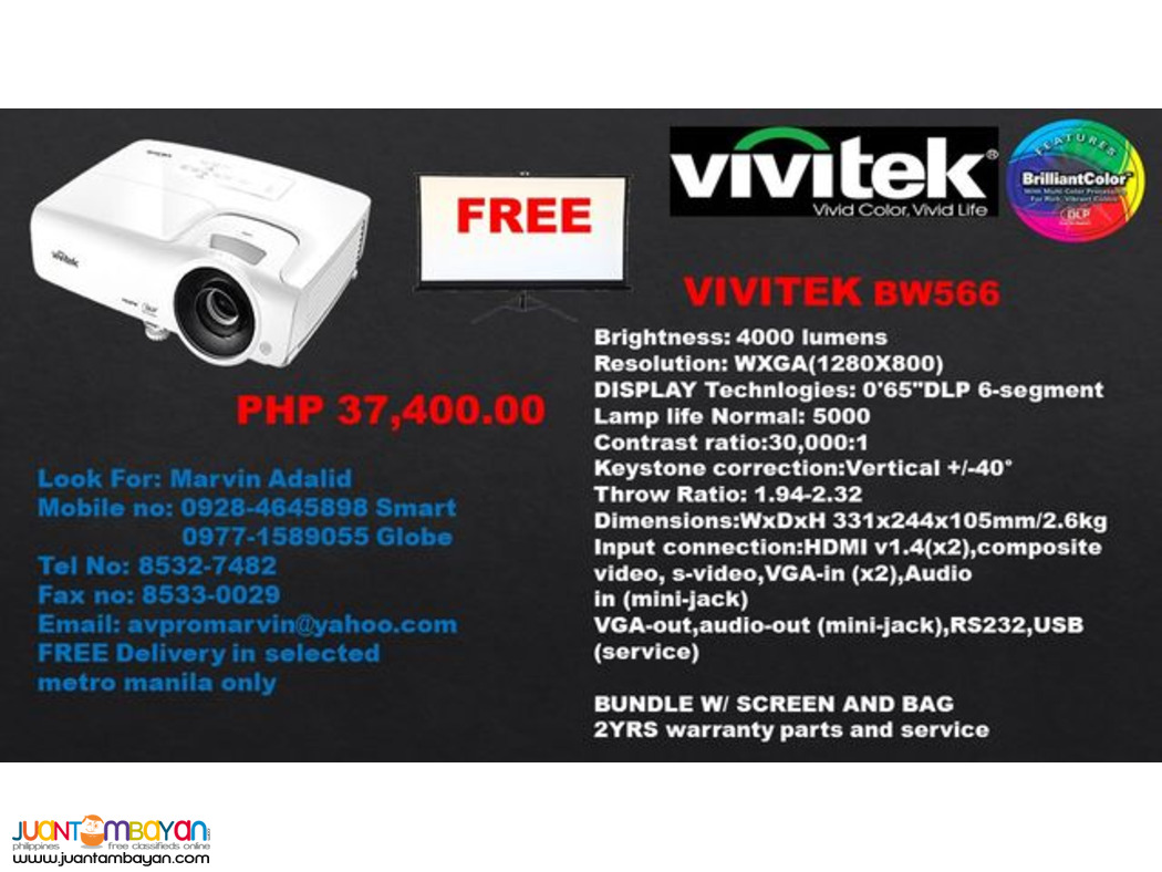 Vivitek DLP Projector with Free Screen