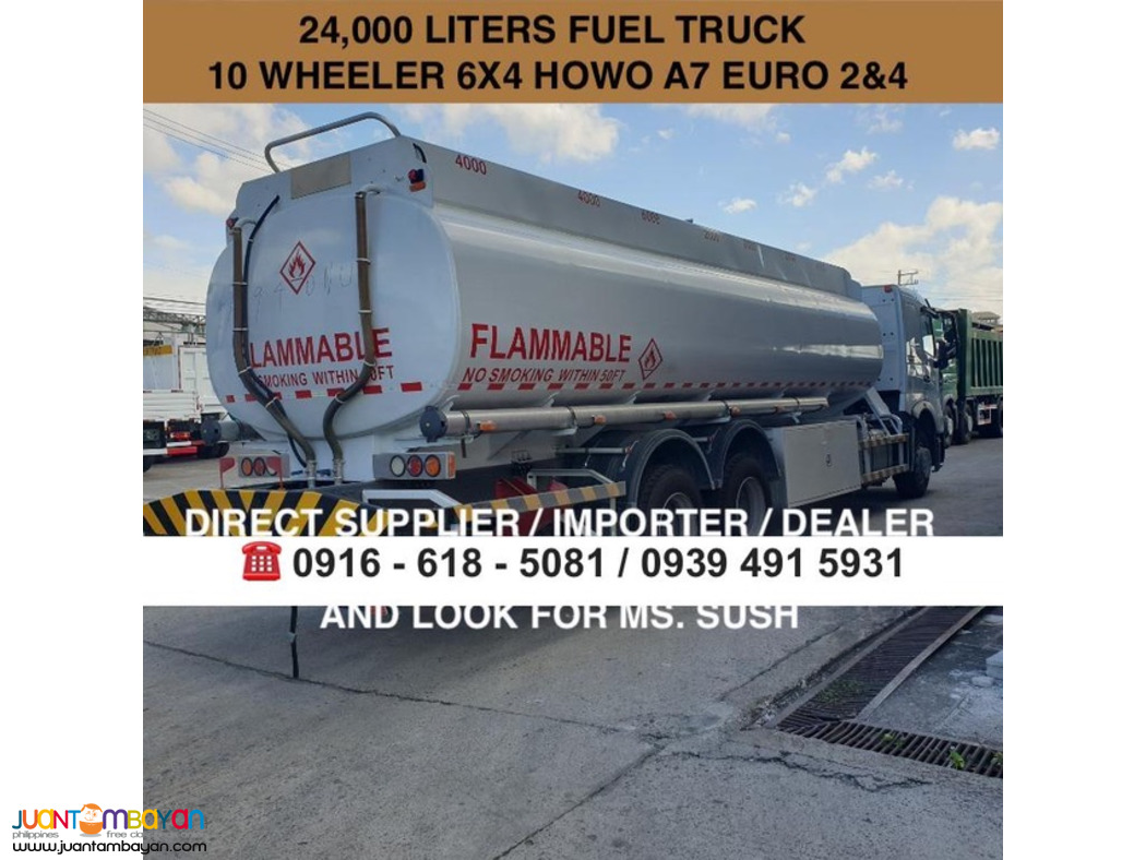 24,000 Liters Fuel truck 10-wheeler sinotruk howo a7 euro 2 & 4