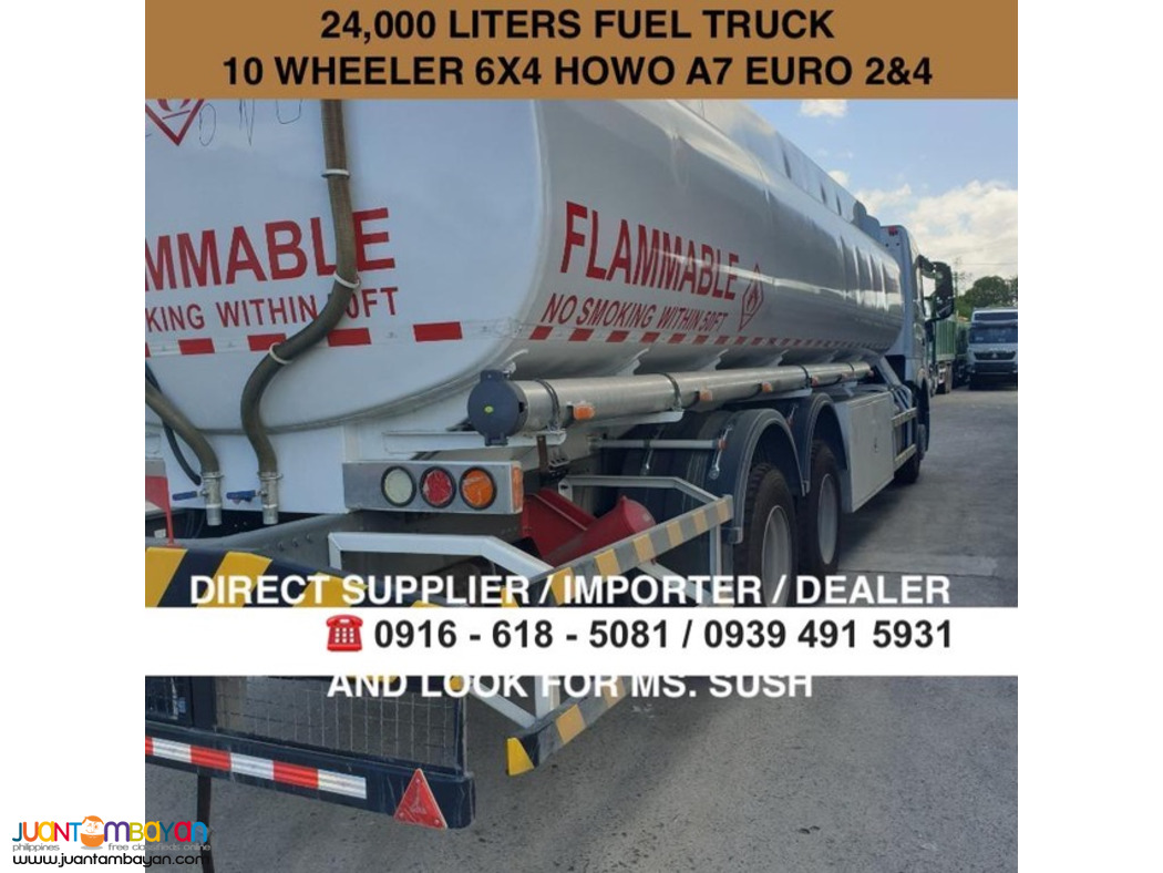 24,000 Liters Fuel truck 10-wheeler sinotruk howo a7 euro 2 & 4