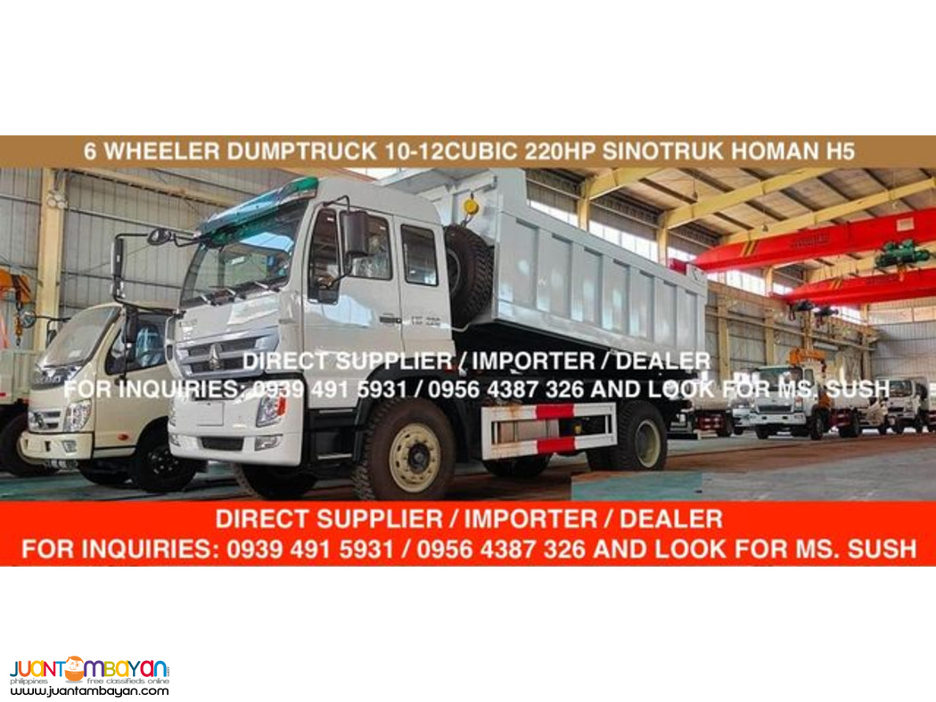 6 wheeler 10cubic and 12 cubic dump truck sinotruk homan h5