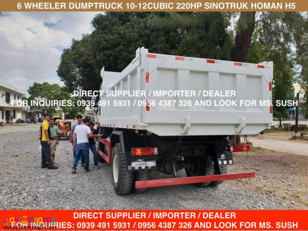 6 wheeler 10cubic and 12 cubic dump truck sinotruk homan h5