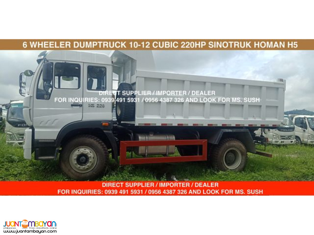 6 wheeler 10cubic and 12 cubic dump truck sinotruk homan h5