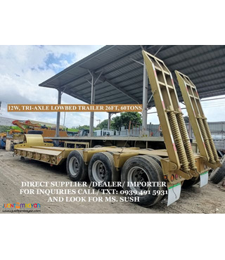 12 wheeler tri-axle low bed trailer 60tons 40ft