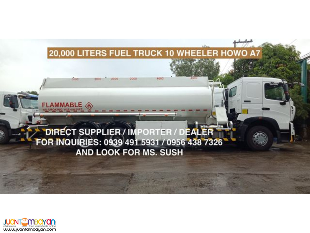 10 wheeler fuel truck 20,000 liters sinotruk howo a7 euro 2 & 4