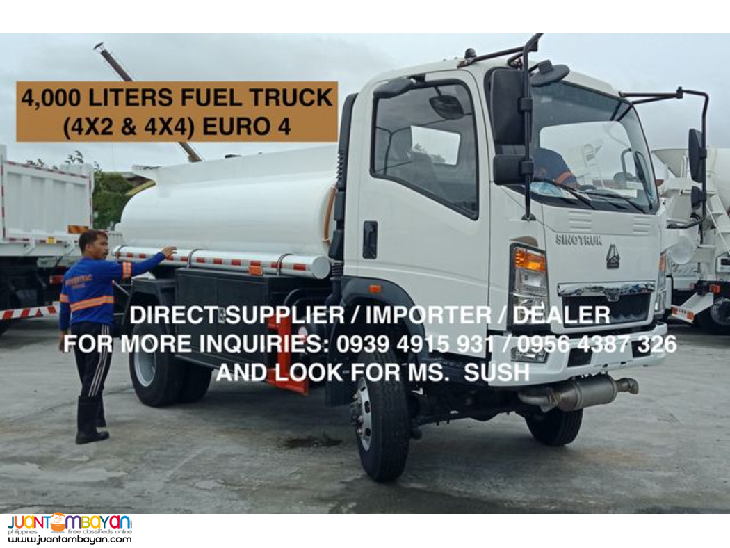 6 wheeler 4,000 liters fuel truck sinotruk homan h3 4x2 & 4x4