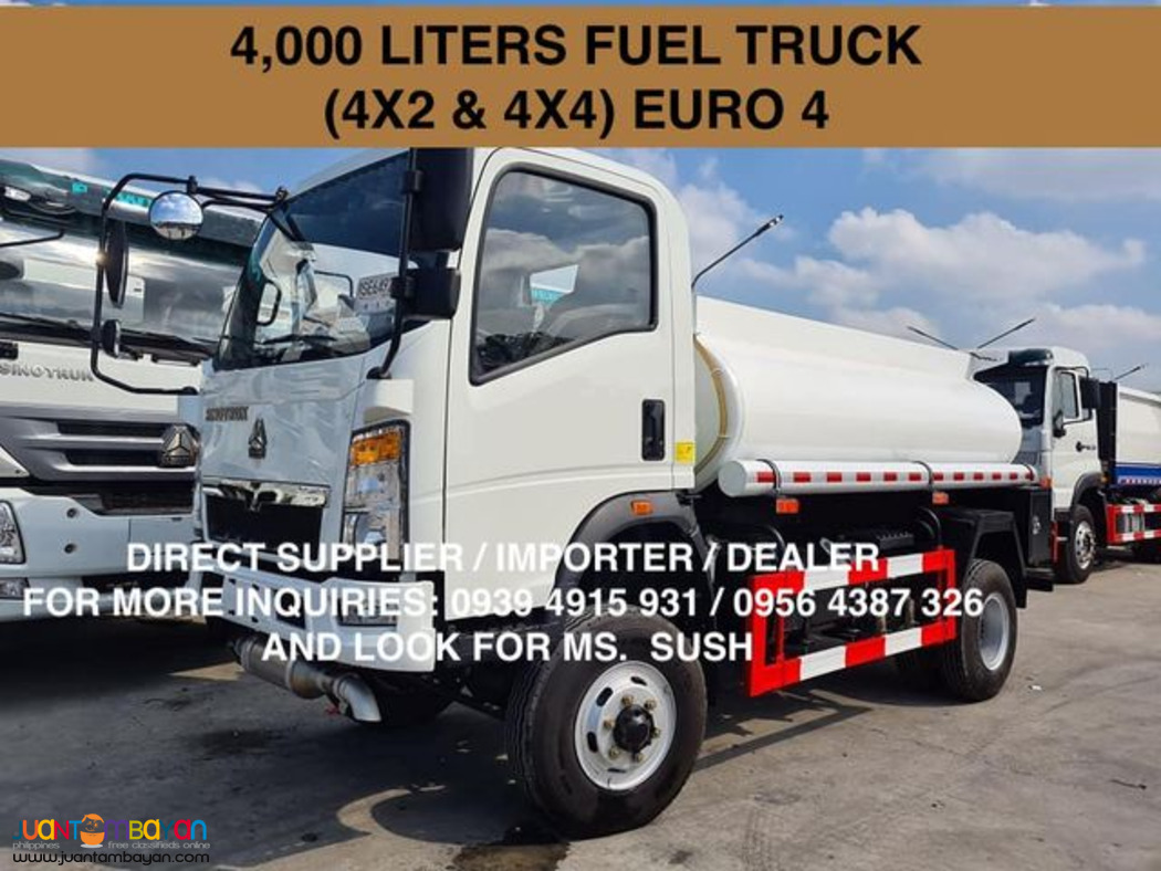 6 wheeler 4,000 liters fuel truck sinotruk homan h3 4x2 & 4x4