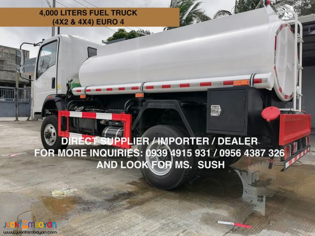 6 wheeler 4,000 liters fuel truck sinotruk homan h3 4x2 & 4x4