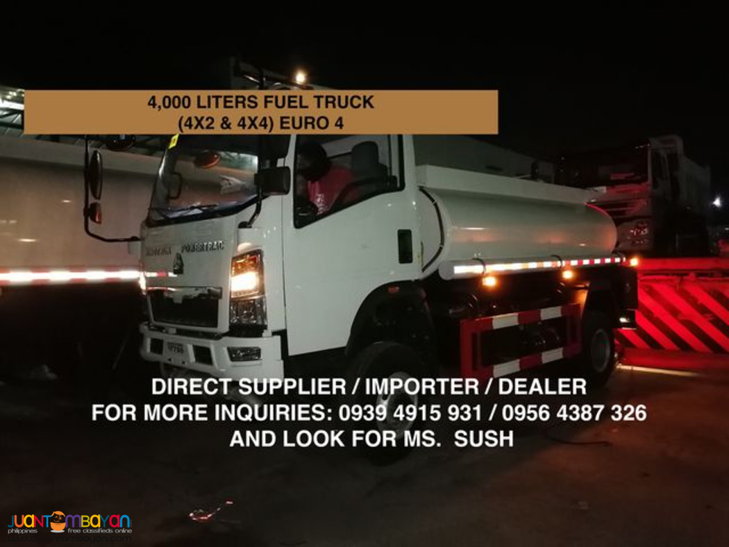 6 wheeler 4,000 liters fuel truck sinotruk homan h3 4x2 & 4x4