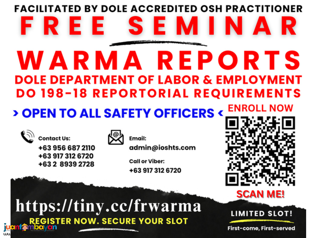 Free Seminar WARMA Reports DOLE Reportorial OSH Requirements safety