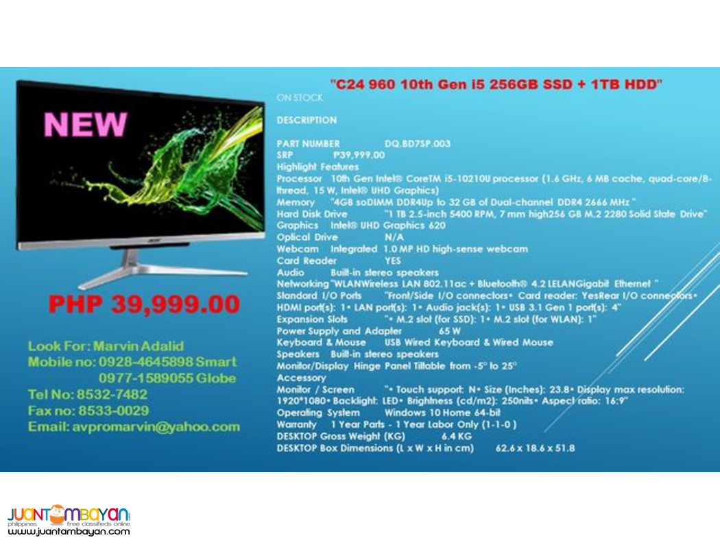 Acer Dektop All in One Touch Screen